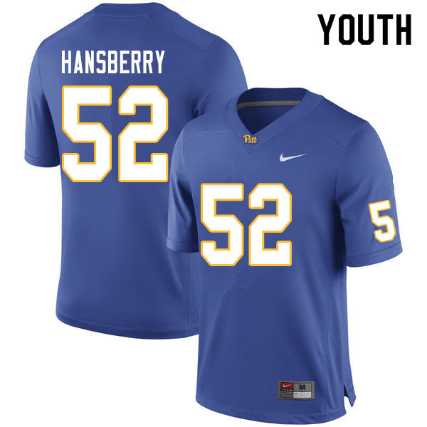 Youth #52 Jack Hansberry Pitt Panthers College Football Jerseys Sale-Royal